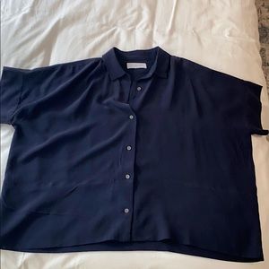 Navy silk Everlane shirt